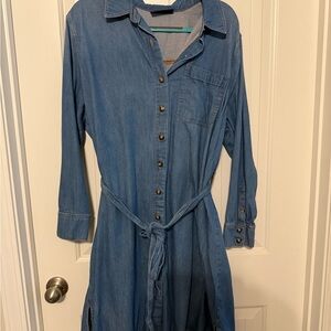 Lane Bryant Blue Denim Buttoned Long Sleeve Dress
